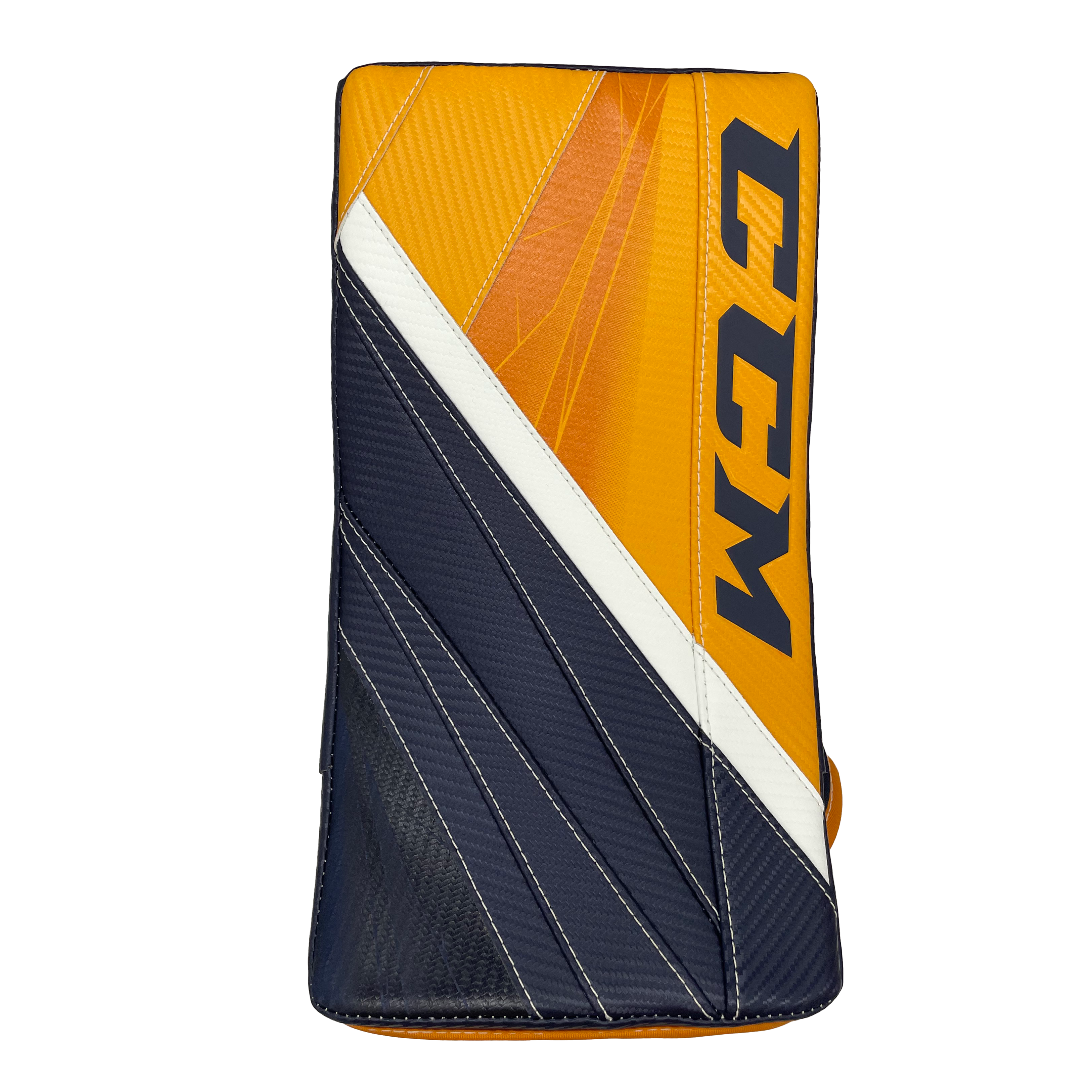 CCM Extreme Flex 5 - Nouveau bloqueur de gardien Pro Stock (bleu marine/jaune/blanc)